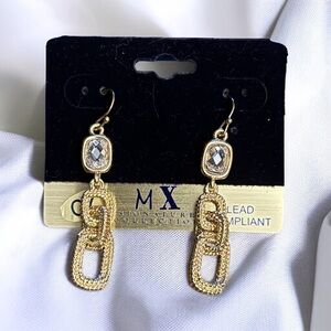MX Signature Collection gold tone CZ chain link dangle earrings